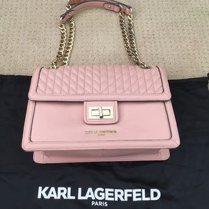 Karl Lagerfeld Shoulder Pebbled Leather Bag